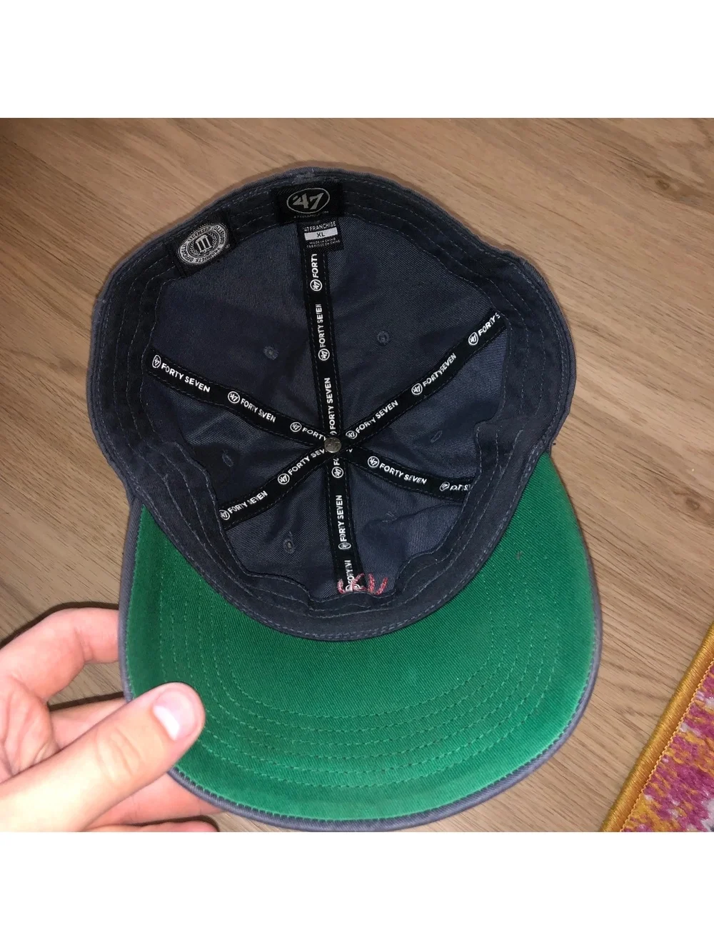 VINTAGE RICHMOND SPIDERS 47 BRAND FITTED BASEBALL HAT CAP DARK GRAY RED SIZE XL
